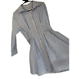 Abercrombie & Fitch Blue Striped Button-Down Shirt Dress S Cotton RDD10671